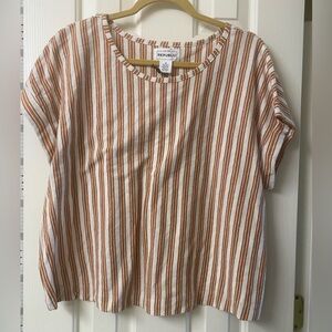 For The Republic Striped Cap Short Sleeve Women's Top Size Medium NWT